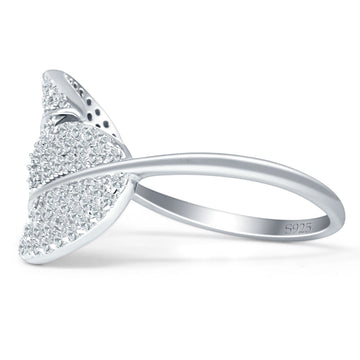 Leaf 10mm Bypass Ring Cluster Cubic Zirconia 925 Sterling Silver Wholesale
